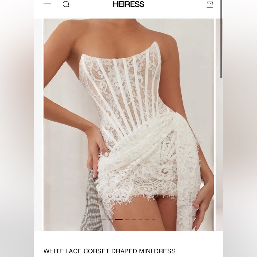 HEIRESS White Lace Corset Bodycon Mini Dress